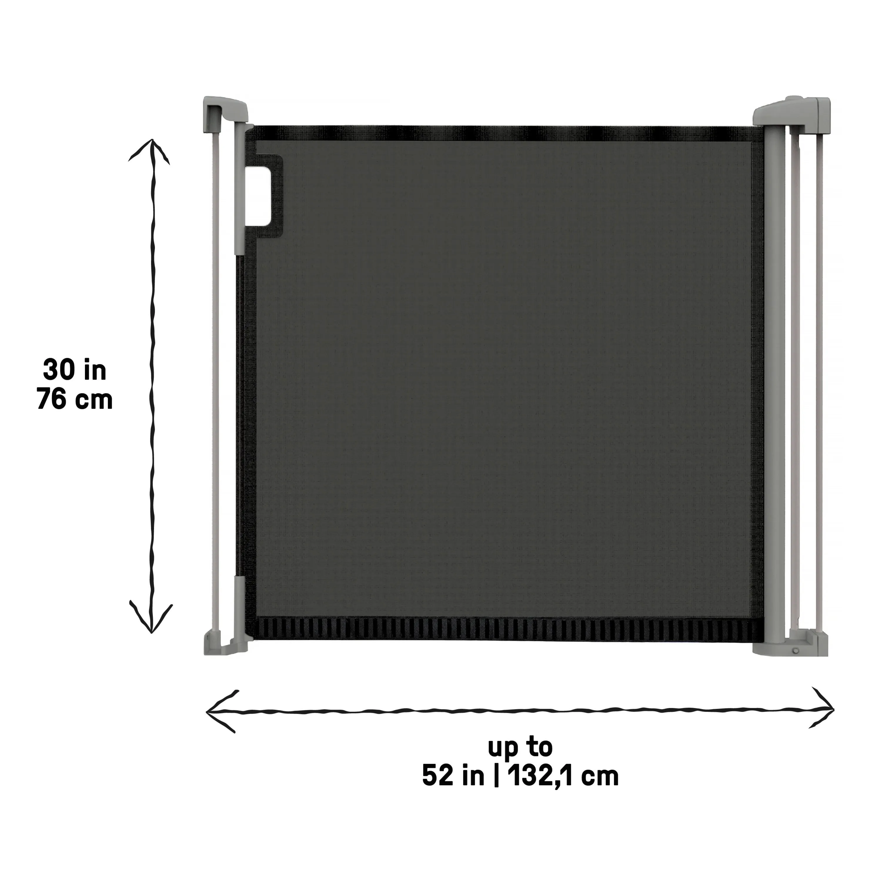 The Thruway 52W Series Pet and Baby Retractable Gate with Tuck Away Mesh, Openings up to 52" Wide - Black