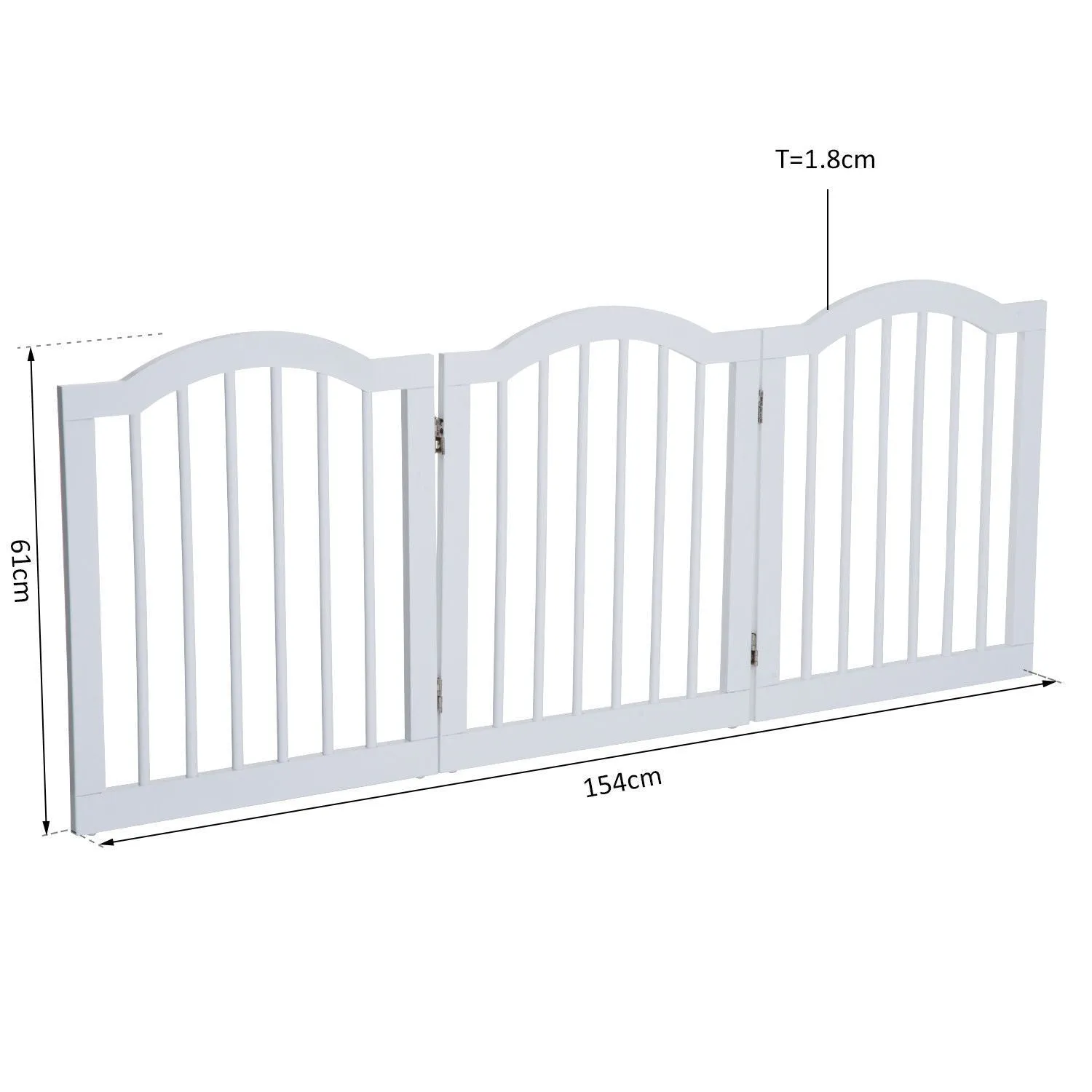 Wooden Dog Gate Stepover Panel Pet Fence Folding Safety Barrier-White