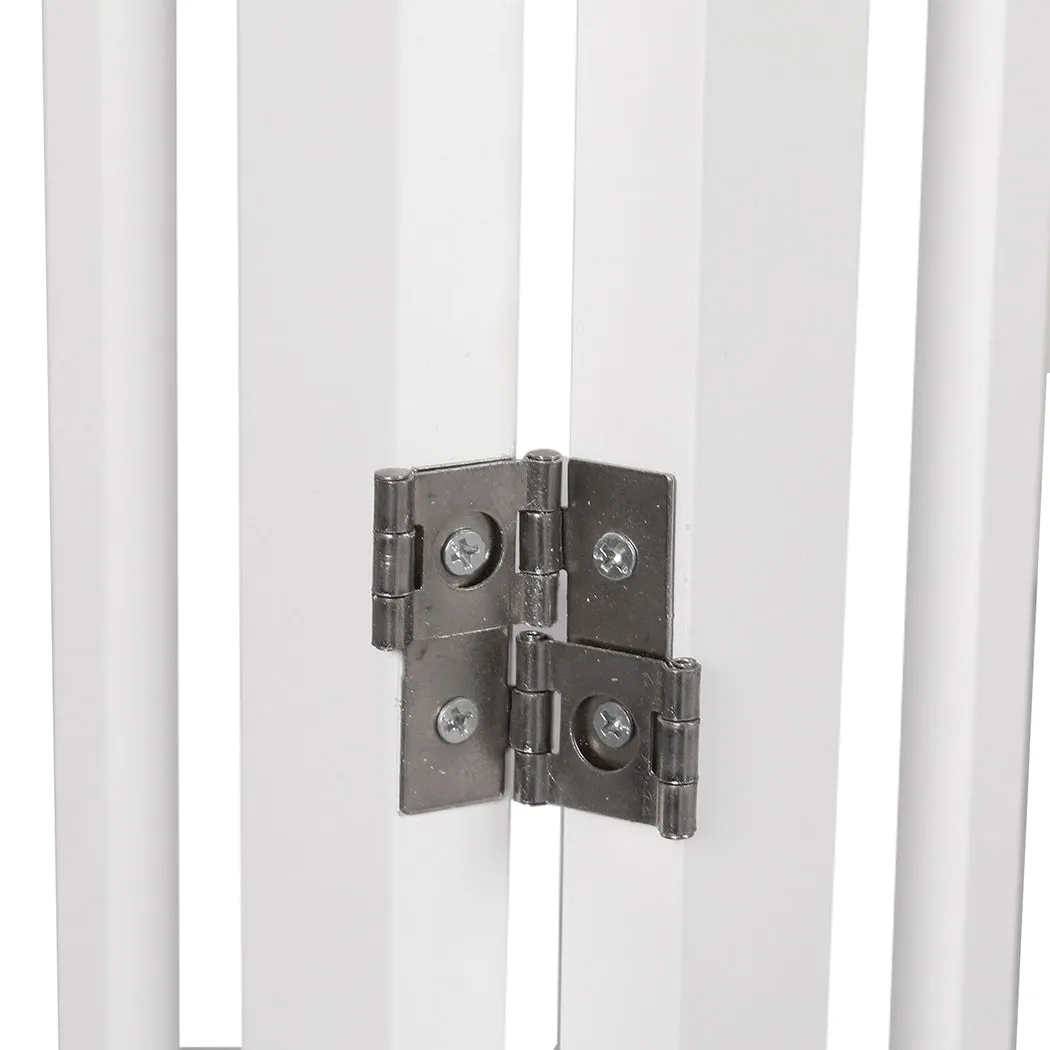Wooden Pet Gate Dog Fence Safety Stair Barrier Security Door 4 Panels White - White