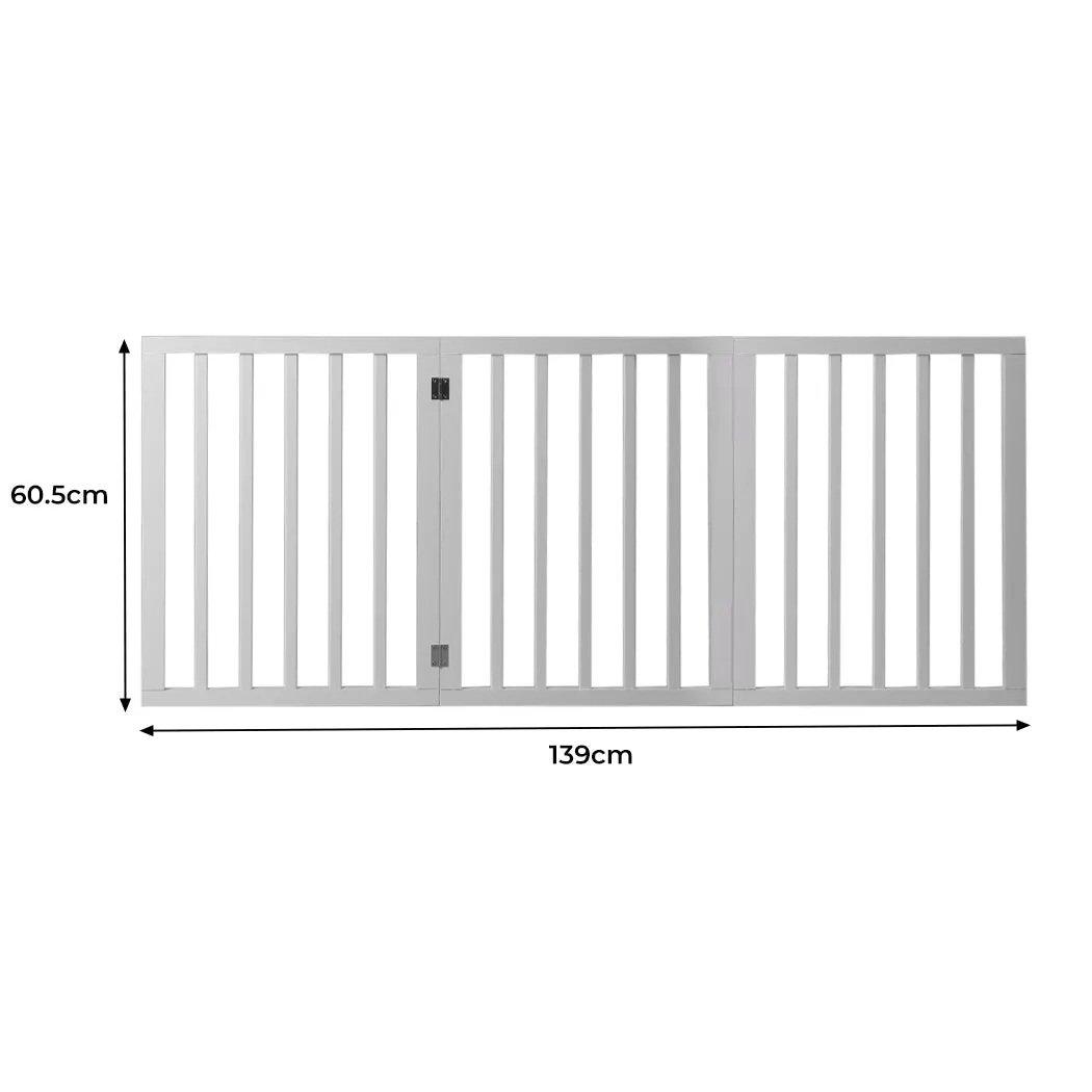 Wooden Retractable Pet Gate Dog Fence Barrier 3 Panel White