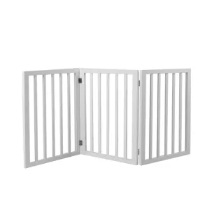 Wooden Retractable Pet Gate Dog Fence Barrier 3 Panel White